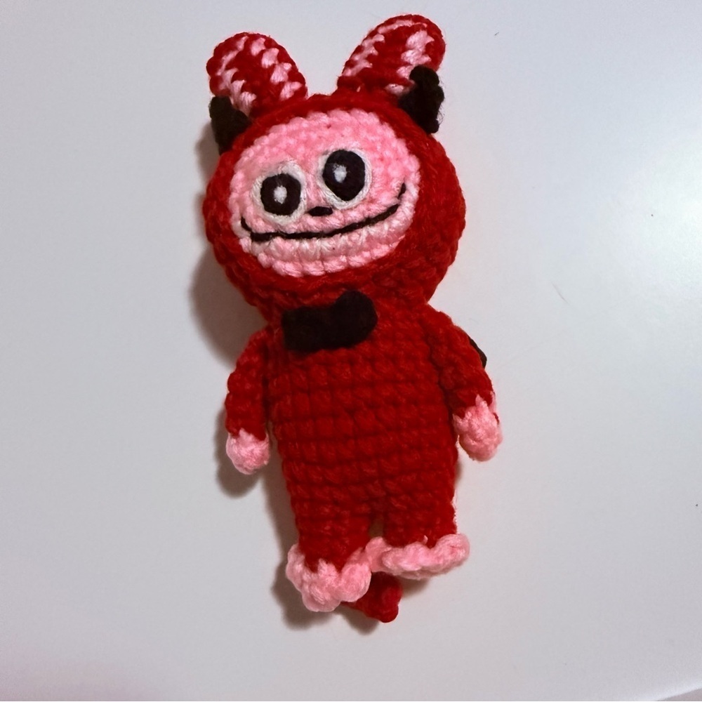 Handmade One of a kind Labubu Devil Crochet Keychain